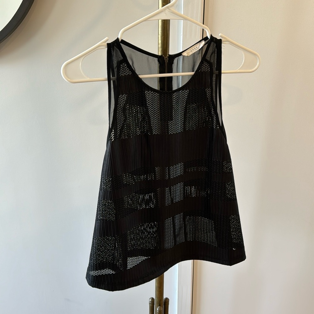 Black mesh top